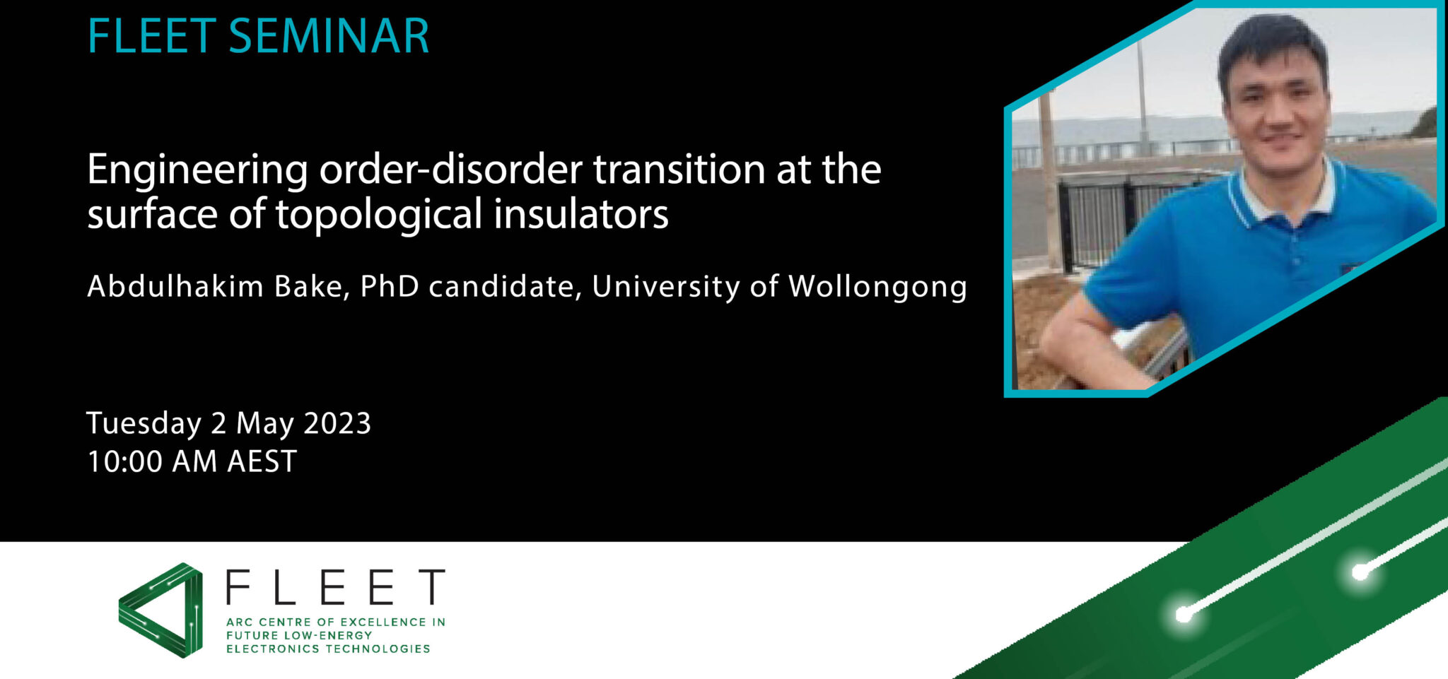 FLEET seminar. Engineering orderdisorder transition at the surface of topological insulators to